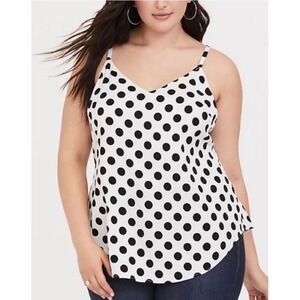 Torrid Ava White/Black Polka Dot Challis Cami Top